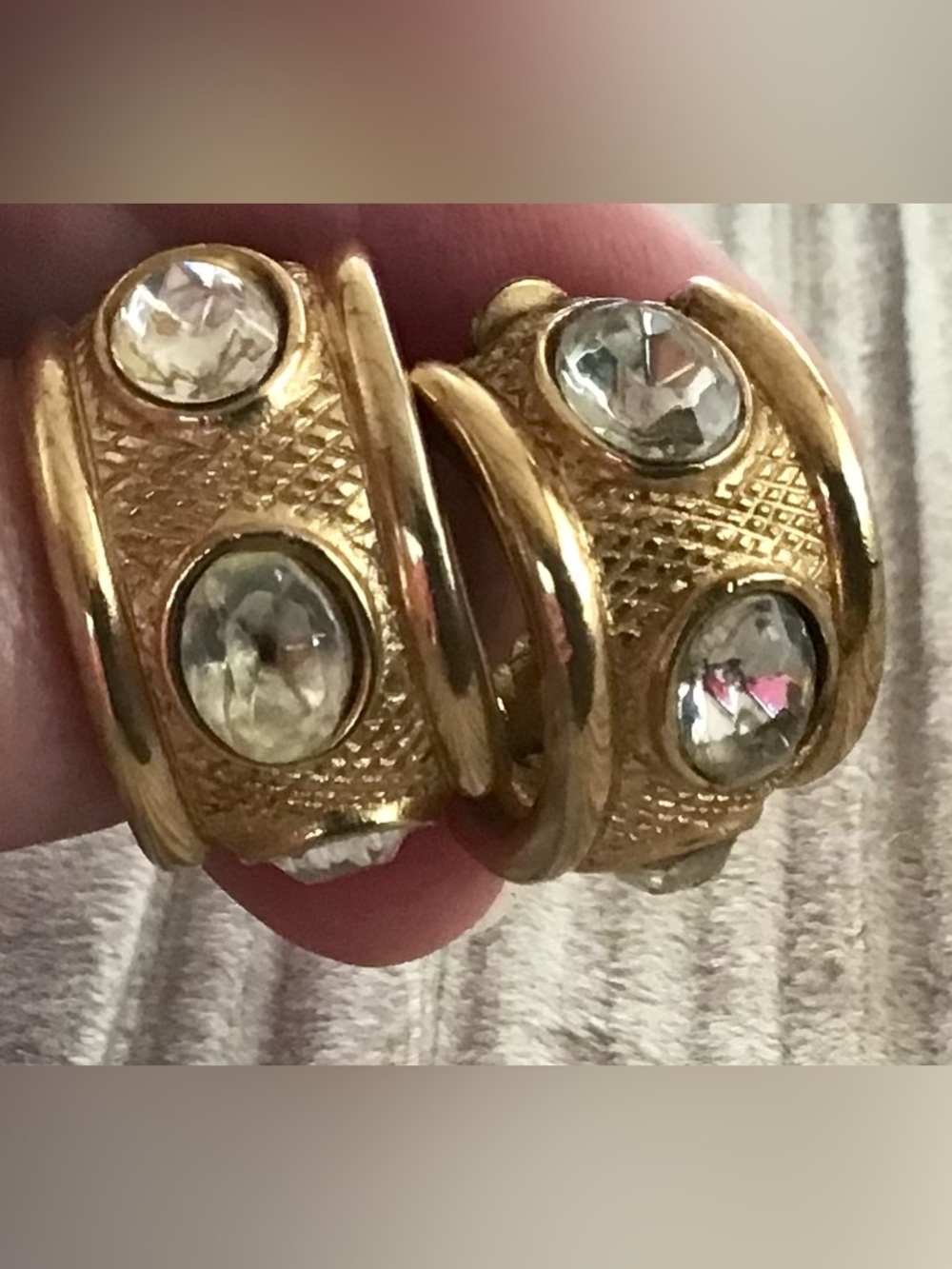 Vintage Givenchy Gold-Tone Crystal Hoop Earrings - Women Jewelry